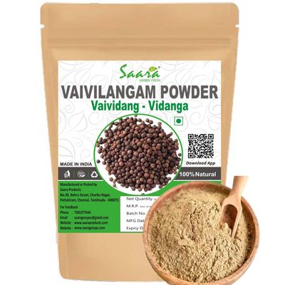 Saara HERBAL FRESH Vaivilangam Powder, 850g, False Black Pepper, Baibadang, Vidanga, Embelia Ribes, Bhabhirang Powder,(pack of 8 x 100g, pack of 1 x 50g)