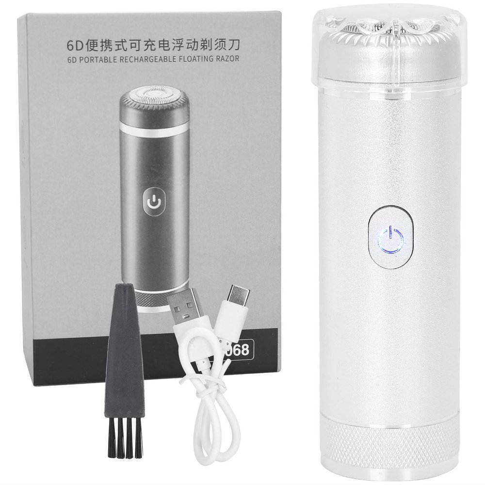 Evonecy Electric Shaver, Waterproof Portable Mini Razor Washable Rechargeable Electric Razor For Travel Women Men Husband Dad (Silver)