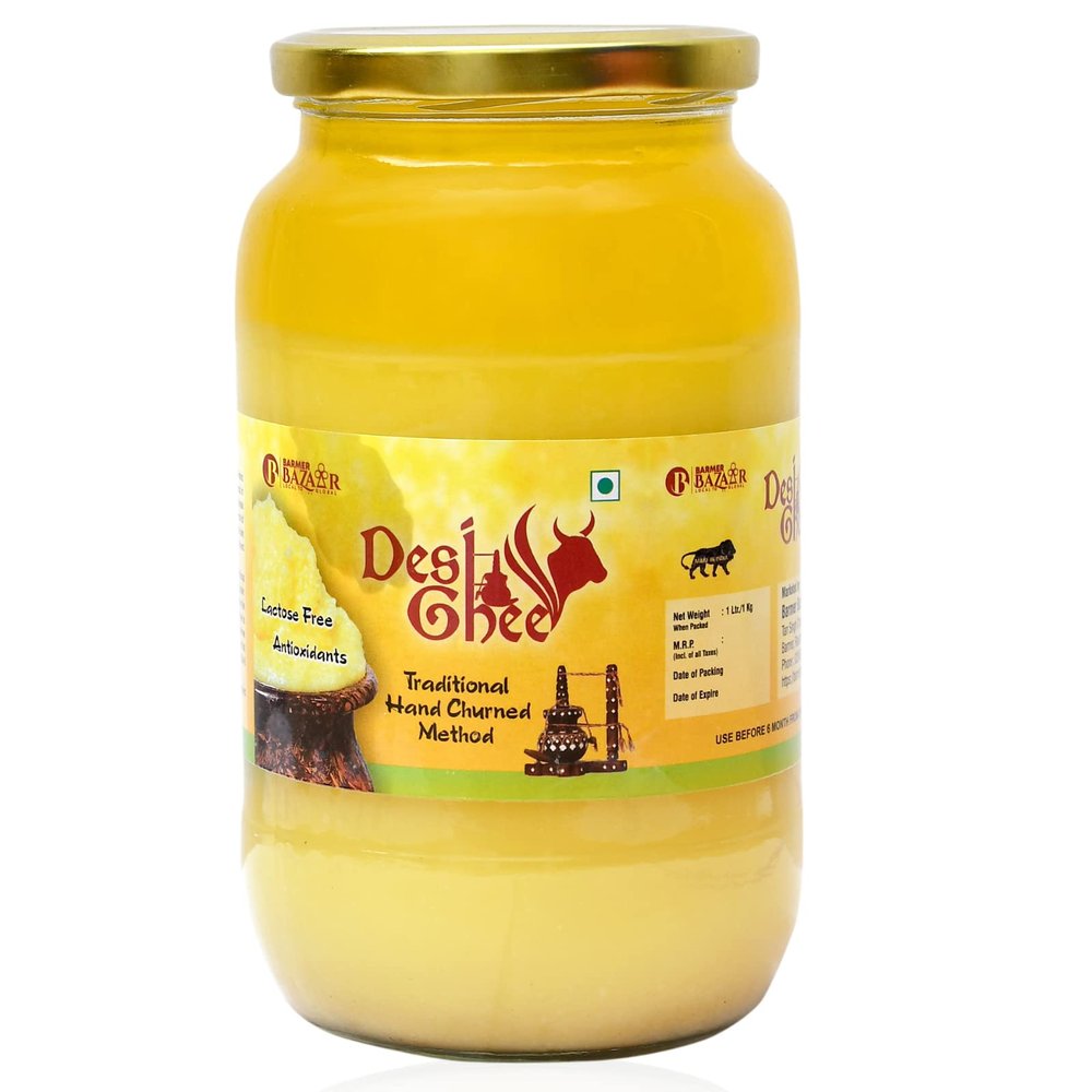 Barmer Bazaar Natural A2 desi cow ghee, pure cow ghee, a2 gramshee bilona method having Immunity Booster quality (1 Ltr)