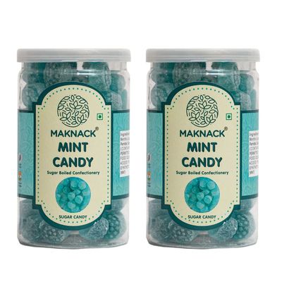 Maknack Mint Candy | Mint Flavoured Sweet and Sour Sugar Candies for Kids | Pack of 2-250g