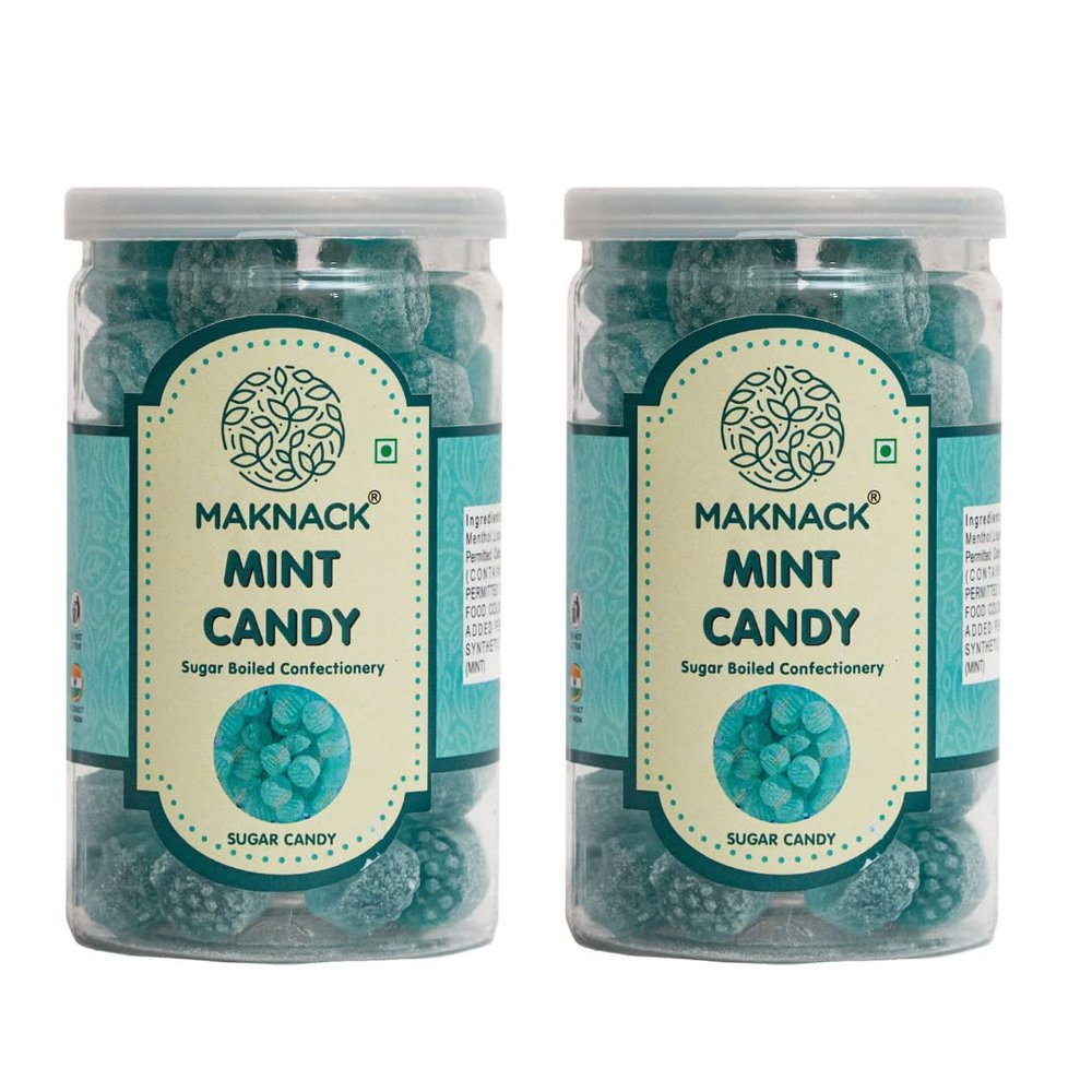 Maknack Mint Candy | Mint Flavoured Sweet and Sour Sugar Candies for Kids | Pack of 2-250g