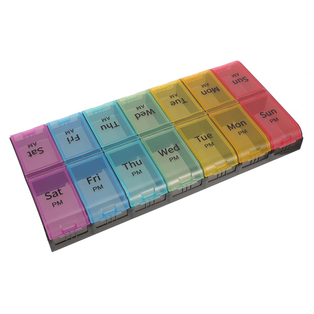 ARTIBETTER 1pc Big Pill Container Large 2 Times a Day Medicine Organizer 7 Day Pill Dispenser Am Pm Weekly Pill Vitamin Box for Elderly