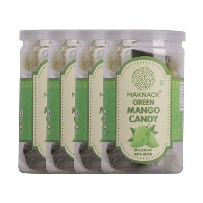 Maknack Green Mango Candy | Kachha Aam Flavoured Sweet and Sour Sugar Candies for Kids | Pack of 4-320g