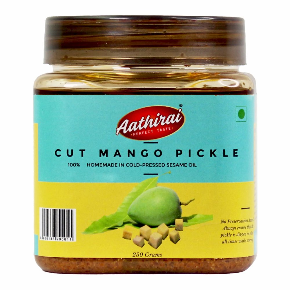 Aathirai Cut Mango Pickle - 250g | No Artificial Preservative | 100% Natural & Organic Homemade Pickle With Cold Pressed Sesame Oil | Spicy, Tangy & Tasty Pickle