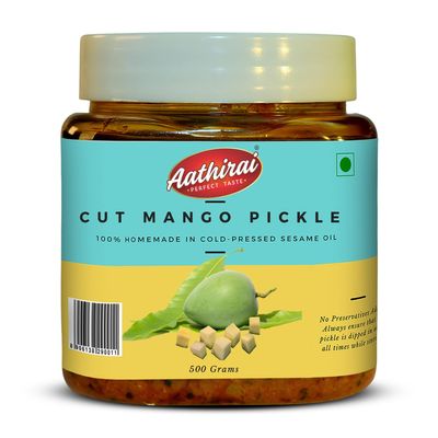 Aathirai Cut Mango Pickle - 500g | Homemade using Cold-Pressed/Chekku Sesame Oil (500)
