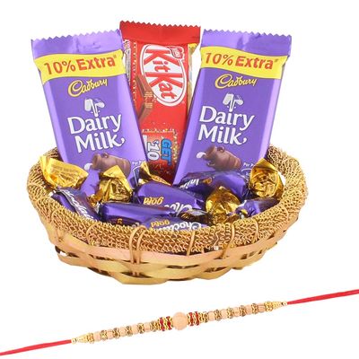 Astonished Retail Sweet Chocolate Celebration to Gift Your Loved Ones | Sandalwood Rakhi Chocolate for Brother | Rakhi Chocolate Hamper | Roli, Chawal, Chandan, Misri | 631