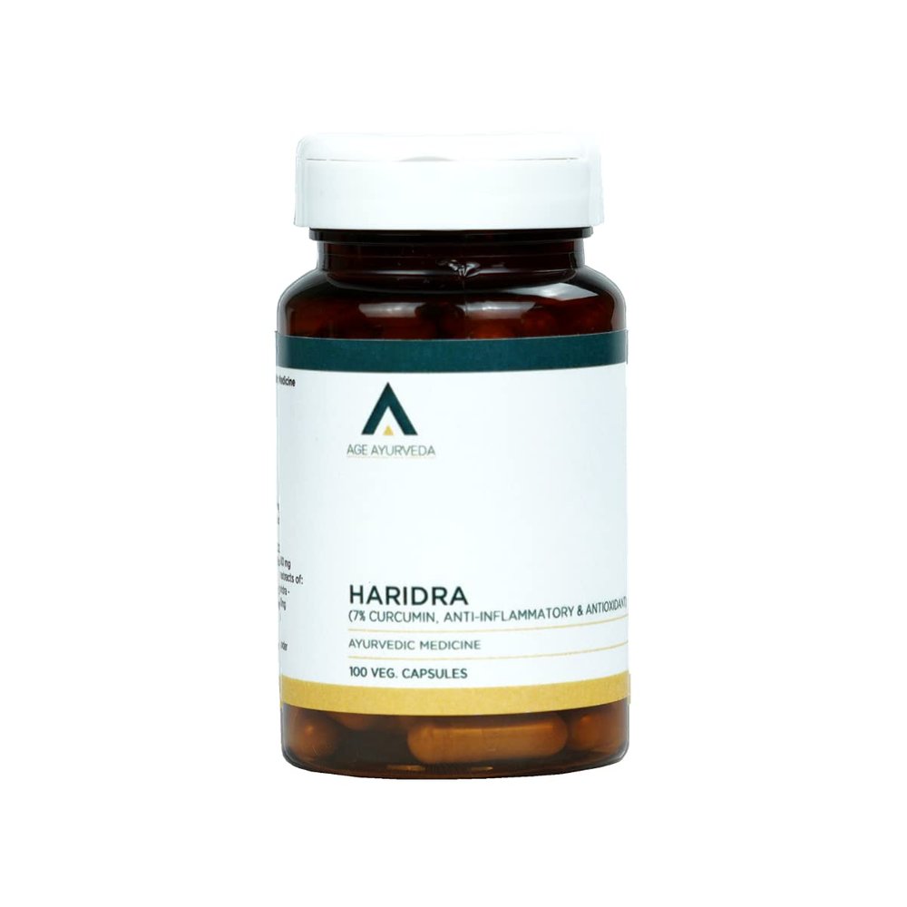 Age Ayurveda Hardira Ayurvedic Capsules 7% Curcumin for Immunity & Strength | Vegan Turmeric Boost for Metabolism and Allergy Defense | 100 Vegetable Capsules (Pack of 1)