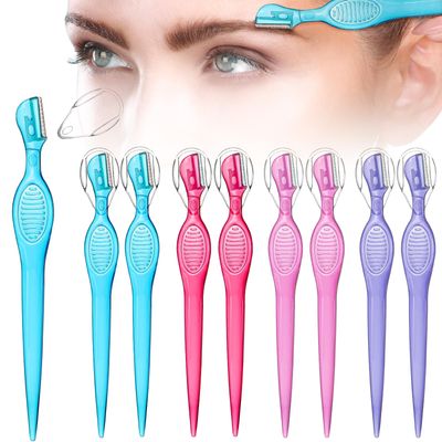 Lip Razor for Women Portable Face Razors for Women Facial Hair Razor Women's Shaving Hair Removal Tool Dermaplaning Tool Eyebrow Hair Trimmer with Safety Cap for Makeup Face Care, 4 Colors (8)