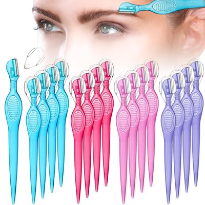 Lip Razor for Women Portable Face Razors for Women Facial Hair Razor Women's Shaving Hair Removal Tool Dermaplaning Tool Eyebrow Hair Trimmer with Safety Cap for Makeup Face Care, 4 Colors (16)