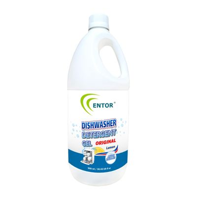 Entor Dishwasher Detergent Gel, Original | For Automatic Dishwashers | Plant Based, Eco-friendly And Safe | No Toxic Chemicals | Lemon (900 ml)