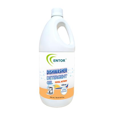 Entor Dishwasher Detergent Gel, Total Action | For Automatic Dishwashers | Plant Based, Eco-Friendly And Safe | Biodegradable | Germ Protection | Citrus & Thyme Oils | 900 ml