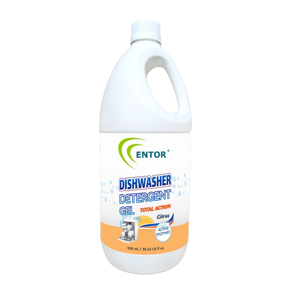 Entor Dishwasher Detergent Gel, Total Action | For Automatic Dishwashers | Plant Based, Eco-Friendly And Safe | Biodegradable | Germ Protection | Citrus & Thyme Oils | 900 ml
