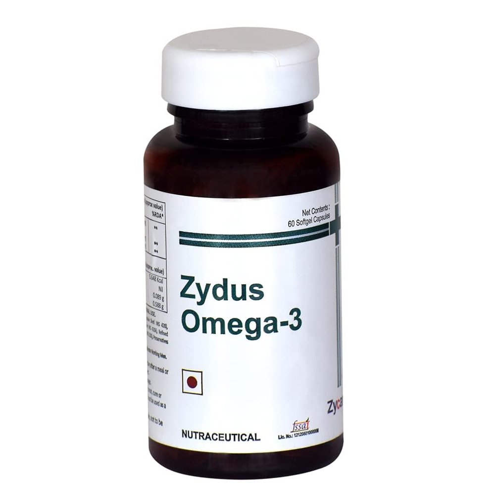 German Remedies Zydus Omega -3 Premium Life's Capsule For Men Women Omega 3 1000mg with EPA 180 mg & DHA 120 mg, for Brain Heart Eyes & Joints Health, 60 Capsule