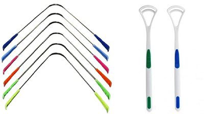 E Shopping Steel Tongue Cleaners Multicolored Handle - 2 Pieces With soft plastic tongue cleaner pack of 2=4pc tongue cleaner