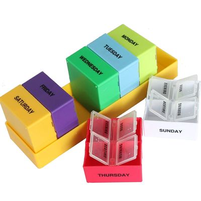 Zollyss Weekly Deep Capacity Pill Tray Organizer,7 Day Large Pill Box Dispenser 4 Times a Day, AM/PM Pop-Out Pill Planner