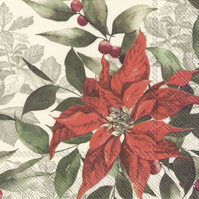 Boston International IHR 3-Ply Paper Napkins, 20-Count Lunch Size, Good Jul Cream