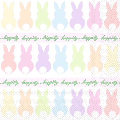 Boston International IHR 3-Ply Paper Napkins, 20-Count Cocktail Size, Bunnies In A Row