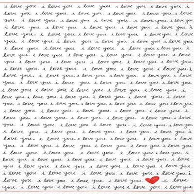 Boston International IHR 3-Ply Paper Napkins, 16-Count Guest Size, Handwritten Heart