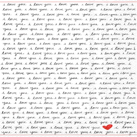 Boston International IHR 3-Ply Paper Napkins, 16-Count Guest Size, Handwritten Heart