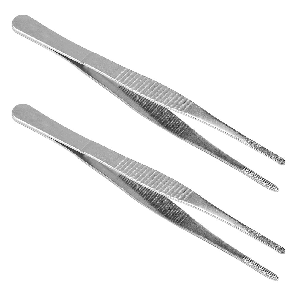 Hegebeck Stainless Steel Tweezers Straight Multi Purpose Tweezer Tweezers Hand Tool for Plants Splinter Facial Ingrown Hairs Remover with Round Tip 14cm 2pcs