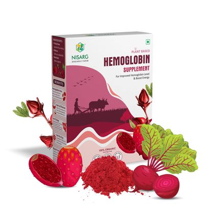 NISARG ORGANIC FARM Hemoglobin+ Powder I 100% Natural & Homemade I Improves Heart Health and Blood Pressure Ideal for Sensitive Stomachs Non-Constipating Red Blood Cell Supplement (100gm)