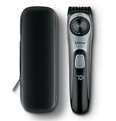 Litmus Ct-100 Men Beard & Body Trimmer With Hard Shell Carry Case | 20 Length Settings With Comb Lock | 100 Mins. Cordless Run Time | Led Battery Display | Stainless Steel Precision Blades