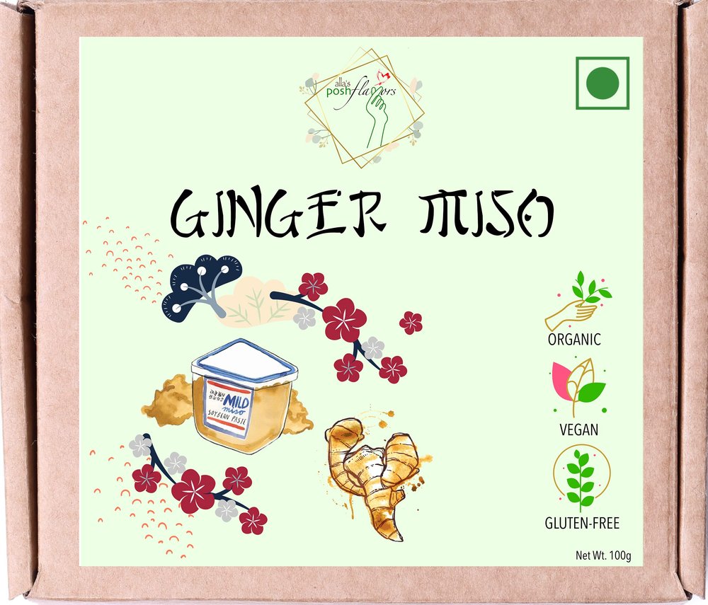 Alla's Posh Flavors Ginger Miso Paste | Authentic Japanese | Formulated & Made Under Japanese Guidance | Made in India | No Preservatives | 100% Natural (Ginger Miso, 100 Grams)