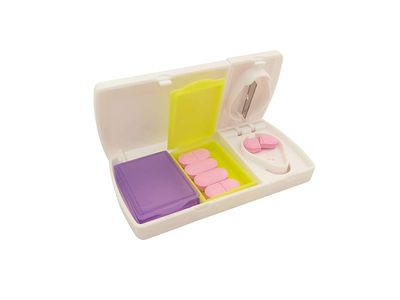 FRUITFULCARE Pill Cutter Grinder,Crusher and Splitters for Cutting Large,Small Pills 1/4,1/8 Medicine Round to Cuts Pills Vitamins,Tablets Breaker Slicer Chopper Divider (2 in 1 Tablet Cutter)