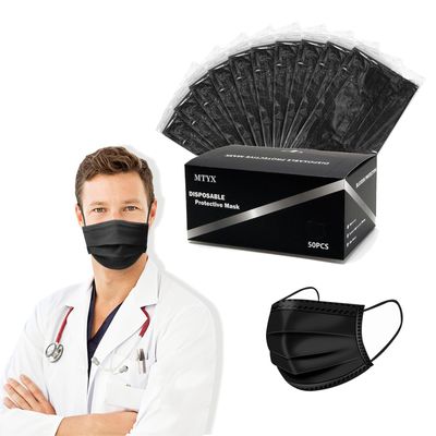 MTYX Disposable Black Face Masks 3 Ply Filter Protection 50PCS