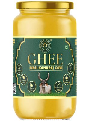 A2 Desi Kankrej Cow Bilona Ghee | 1 Litre | Vedic Curd-Churned Method | Pure Organic Natural Deshi Tuppa | Forest Grass-Fed Nei | Non GMO| Lab Tested Ghia