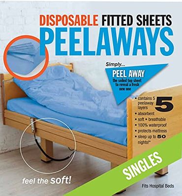 PEELAWAYS Disposable Sheets Mattress Protector Singles Fitted Cover Waterproof Bed Pad for Incontinence, Bedwetting, Hospitals (3, Singles)