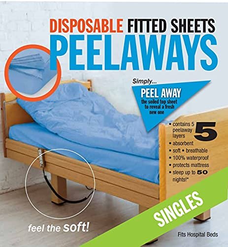 PEELAWAYS Disposable Sheets Mattress Protector Singles Fitted Cover Waterproof Bed Pad for Incontinence, Bedwetting, Hospitals (3, Singles)