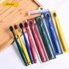 4Pcs FA ly Pack Fashion Pure Color Toothbrushes Soft Bristles Binchoutan Elements Individually Wrapped Tooth Brushes view 4