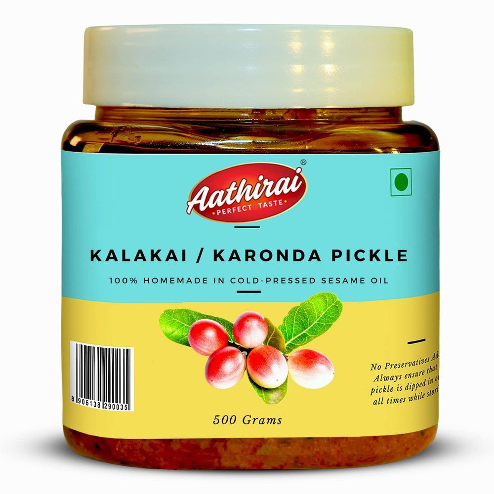 Aathirai Kalakai Pickle - 250 GM | No Artificial Preservatives | 100% Natural & Organic Homemade Pickle Made With Cold-Pressed Oil | Karonda/Craneberry Pickle