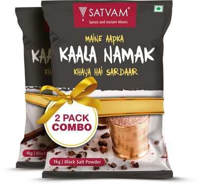 Satvam Black Salt (2 * 1KG)|(Pack of 2) | Kaala/Kala Namak | Sanchar/Sanchal Powder