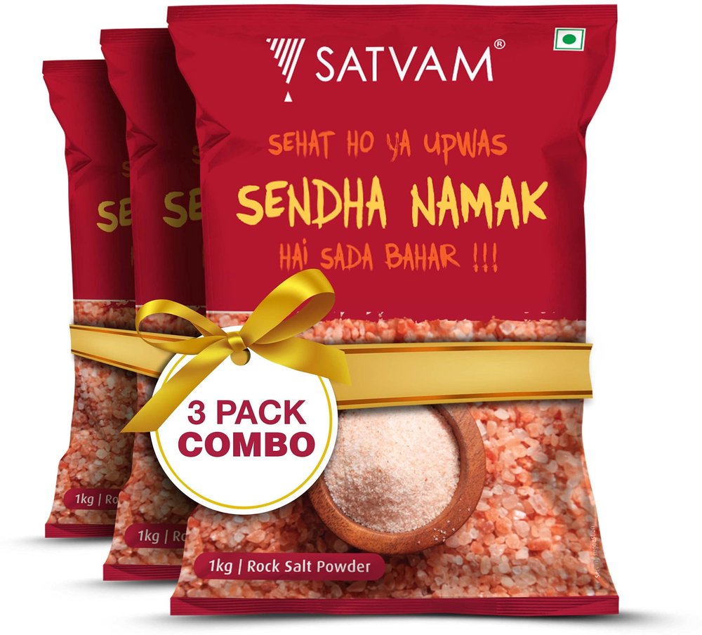 Satvam Rock Salt (3 * 1 KG)|(Pack of 3) | Pink Salt | Sendha/Sindhav Namak