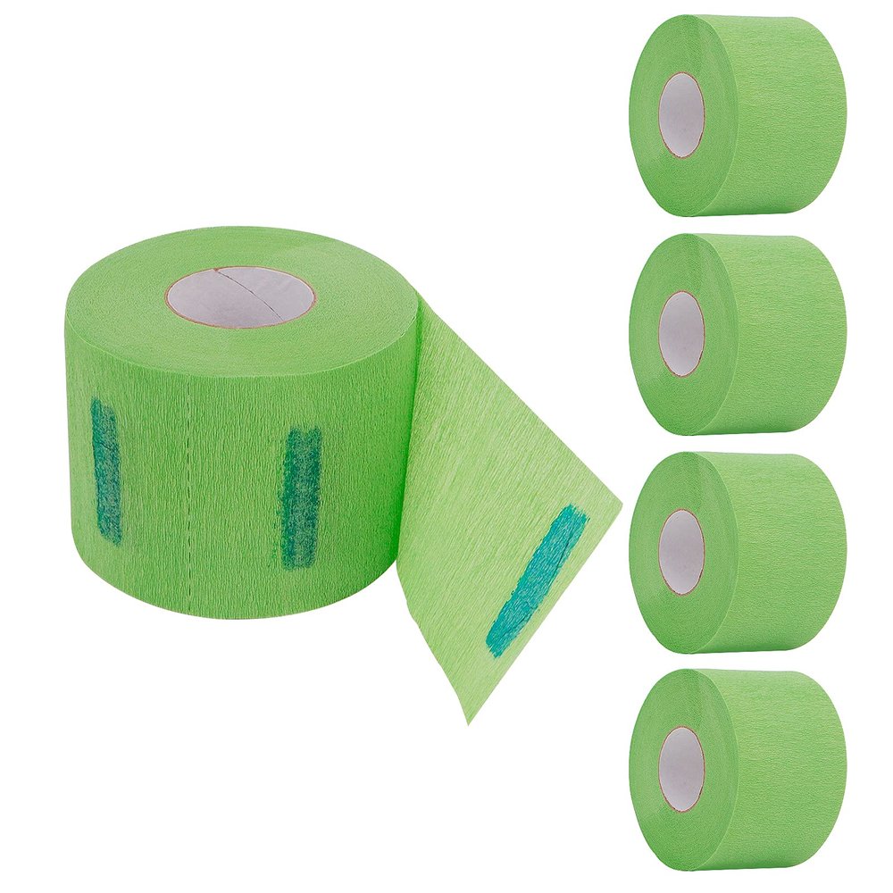 Disposable Neck Strips 5 Rolls, Ooloveminso Barber Stretchy Paper Neck Band Hairdressing Accessory for Salon Haircut Styling 500 Strips (Green)