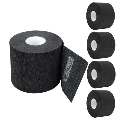 Disposable Neck Strips 5 Rolls, Ooloveminso Barber Stretchy Paper Neck Band Hairdressing Accessory for Salon Haircut Styling 500 Strips (Black)