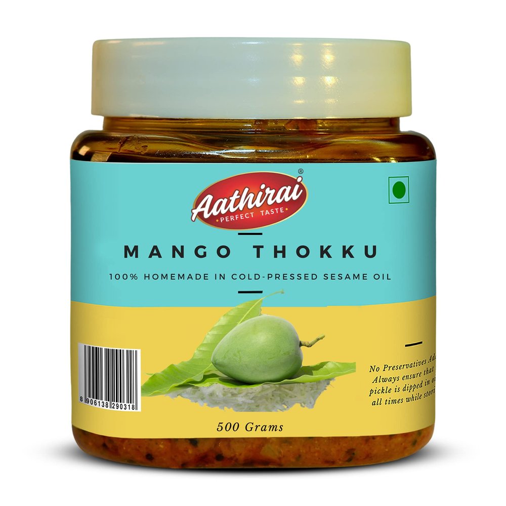 Aathirai Mango Thokku Pickle | No Artificial Preservatives | 100% Natural & Organic Homemade Pickle Made With Cold Pressed Sesame Oil | Grated Mango Thokku