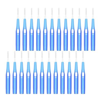 ARTIBETTER 30pcs Blue 0. 7mm Interdental Pick Brushes Retractable Floss Head Toothbrush Cleaning Teeth Brushes Between Teeth Pick Brush Flosser