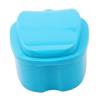 Sevenfly Denture Bath Case Cup Box Holder Storage Soak Container with Strainer Basket for Travel Cleaning,Light blue view 1
