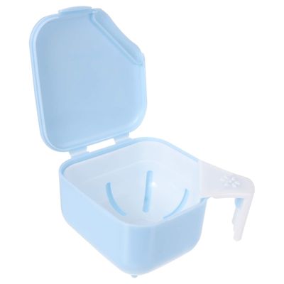 HEALLILY Denture Bath Case with Strainer Basket Denture Bath Box False Teeth Storage Box Dental Retainer Container Denture Bath Cleaning Soaking Cup for Travel, Retainer Cleaning