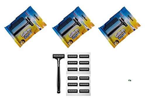 Gillette Guard One Razor & Cartridge 12 pcs in A pack (Pack of 3) by Rmr JaiHind
