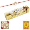 Astonished Retail 4 Pieces Rocher, Rakhi, Rakhi Greeting Card & Decorative Kuk Kum Plate | 4 Pieces Ferrero Rocher Chocolate, Rakhi Card, Pooja Thali | 4 Pieces Ferrero Rocher Rakhi Gift Hamper | 10 view 1