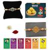 BOGATCHI rakhi for brother with sweets, rakhi for brother combo with sweets, rakhi with sweet combo, sweets for rakhi, rakhi sweets -Besan Ladoo + Rakhi Set of 2 +Roli Chawal+ Rakhi Card |RKH21d-75 view 1
