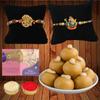 BOGATCHI rakhi for brother with sweets, rakhi for brother combo with sweets, rakhi with sweet combo, sweets for rakhi, rakhi sweets -Besan Ladoo + Rakhi Set of 2 +Roli Chawal+ Rakhi Card |RKH21d-104 view 1