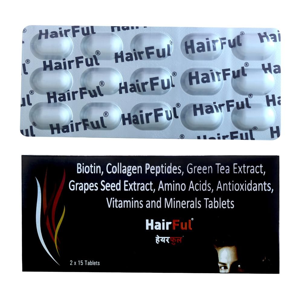 HairFul Hair Multivitamins Healthy Hair Supplement for Better Hair Growth & Hair fall Control (Pack Of 4 X 15) 60 Tablets