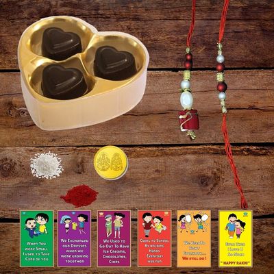 BOGATCHI Rakhi for Brother and Bhabhi with Chocolate|Rakhi for Bhai and Bhabhi|Premium Lumba Rakhi Set|Lumba Rakhi Combo| Rakhi Lumba Set of 2| Bhaiya- Bhabhi Rakhi Set with Chocolates|LUM3H00a18