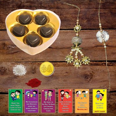 BOGATCHI Chocolate|Rakhigift for Bhai and Bhabhi|Premium LumbaRakhi Set|ElegantLumba Rakhi Combo|Rakhi Lumba Set of 2| Bhaiya-Bhabh Set with Chocolates| LUM5H-13