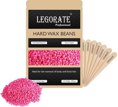 Legorate Rose Pink Hard Wax Beads All Purpose Painless Hair Removal Stripless Wax 200 GM (Pink))